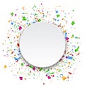 Festive Celebration Bright Confetti with Circle Frame Isolated o