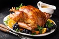 Festive celebration roasted turkey for Thanksgiving Royalty Free Stock Photo