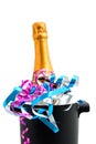 Festive champagne in cooler Royalty Free Stock Photo