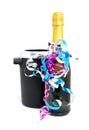 Festive champagne next to cooler Royalty Free Stock Photo