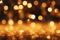 Festive charm abstract golden bokeh lights for Christmas holiday backgrounds
