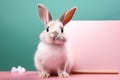 Festive charm adorable bunny against an isolated pastel color backdrop
