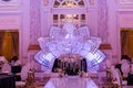 festive chic interior decor inside luxury hall pink Royalty Free Stock Photo