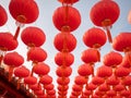 Festive Chinese red lanterns hanging as decoration. AI Generated Image