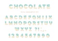 Festive chocolate font. Cute letters and numbers can be used for birthday card Royalty Free Stock Photo