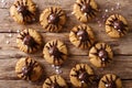 Festive chocolate spider cookies for Halloween. horizontal top v