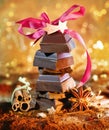 Festive Chocolate Tower Royalty Free Stock Photo