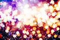 Abstract glitter lights and stars. Festive blue and white color sparkling vintage background.Blurred bokeh christmas background wi Royalty Free Stock Photo