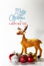 Festive christmas background with presents and reindeer Royalty Free Stock Photo