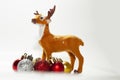 Festive christmas background with presents and reindeer Royalty Free Stock Photo