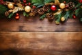 Festive Christmas Background with Tree Decorations - Generative AI Royalty Free Stock Photo