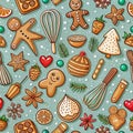 Festive Christmas Baking Pattern Royalty Free Stock Photo