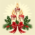 Festive Christmas Candles with Holly Decoration Royalty Free Stock Photo