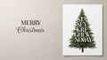 Festive Christmas card with script and realistic typographic tree Royalty Free Stock Photo