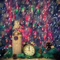 Festive Christmas clock time twelfth New Year Royalty Free Stock Photo