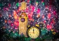 Festive Christmas clock time twelfth New Year Royalty Free Stock Photo
