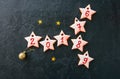 Festive Christmas concept background. Icing gingerbread star coo Royalty Free Stock Photo