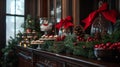 Festive Christmas Decorated Buffet Table With Treats Royalty Free Stock Photo