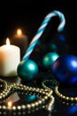 Festive christmas decoration in blue and white Royalty Free Stock Photo