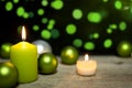 Festive christmas decoration in green and white Royalty Free Stock Photo