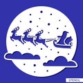 Round stencil with flying Santa Claus