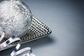 Festive Christmas decoration in silver tone Royalty Free Stock Photo