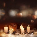 Festive christmas decoration with candles Royalty Free Stock Photo