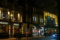 The Coach & Horses Public House and West Park Hotel at Night in Harrogate, UK.
