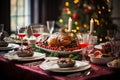 Festive Christmas Feast: A Bountiful Table of Delights Royalty Free Stock Photo