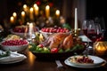 Festive Christmas Feast: A Bountiful Table of Delights Royalty Free Stock Photo