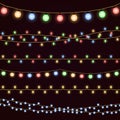 Festive christmas garland lights, fairy xmas vector decor