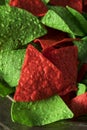 Festive Christmas Green and Red Tortilla Chips Royalty Free Stock Photo