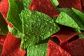 Festive Christmas Green and Red Tortilla Chips Royalty Free Stock Photo
