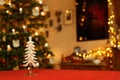 Festive Christmas Impression with Glass Christmas Tree Table Decoration Royalty Free Stock Photo