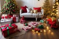 Festive Christmas interior decoration. AI-generative Royalty Free Stock Photo