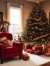 Festive christmas living room scene Royalty Free Stock Photo