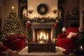 Festive christmas living room scene Royalty Free Stock Photo