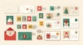 Festive Christmas Mail and Postcards Collection Royalty Free Stock Photo
