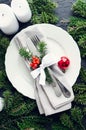 Festive place setting for christmas dinner Royalty Free Stock Photo