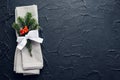 Festive place setting for christmas dinner Royalty Free Stock Photo