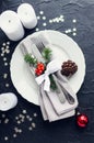 Festive place setting for christmas dinner Royalty Free Stock Photo