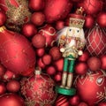 Festive Christmas Nutcracker Toy Soldier And Sparkling Baubles