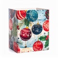 Festive Christmas Ornaments Pattern Paper Box on White Background Royalty Free Stock Photo
