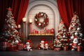 Festive Christmas photo booth setups with props Royalty Free Stock Photo