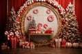 Festive Christmas photo booth setups with props Royalty Free Stock Photo