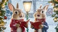 Festive Christmas rabbits Royalty Free Stock Photo