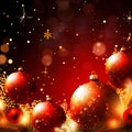 Festive Christmas red background with decorations