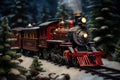 Festive Christmas red train. Generate Ai Royalty Free Stock Photo