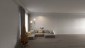 Festive christmas room interior  celebration living minimalist  design, 3d render decoration Royalty Free Stock Photo