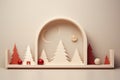 Shelf with a christmas scene on it